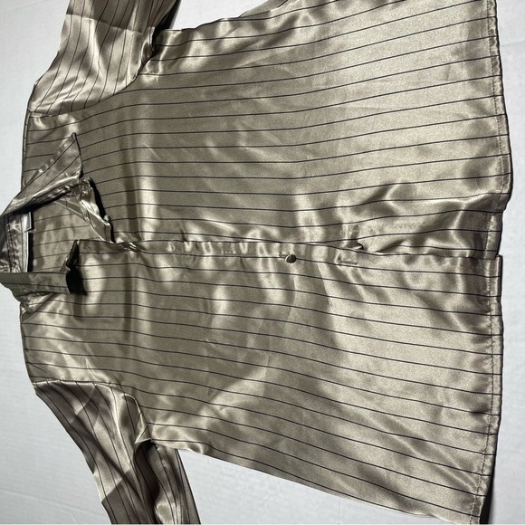 satin pin stripe button up blouse in champagne beige size 14 by Yves St. Clair - Picture 5 of 8